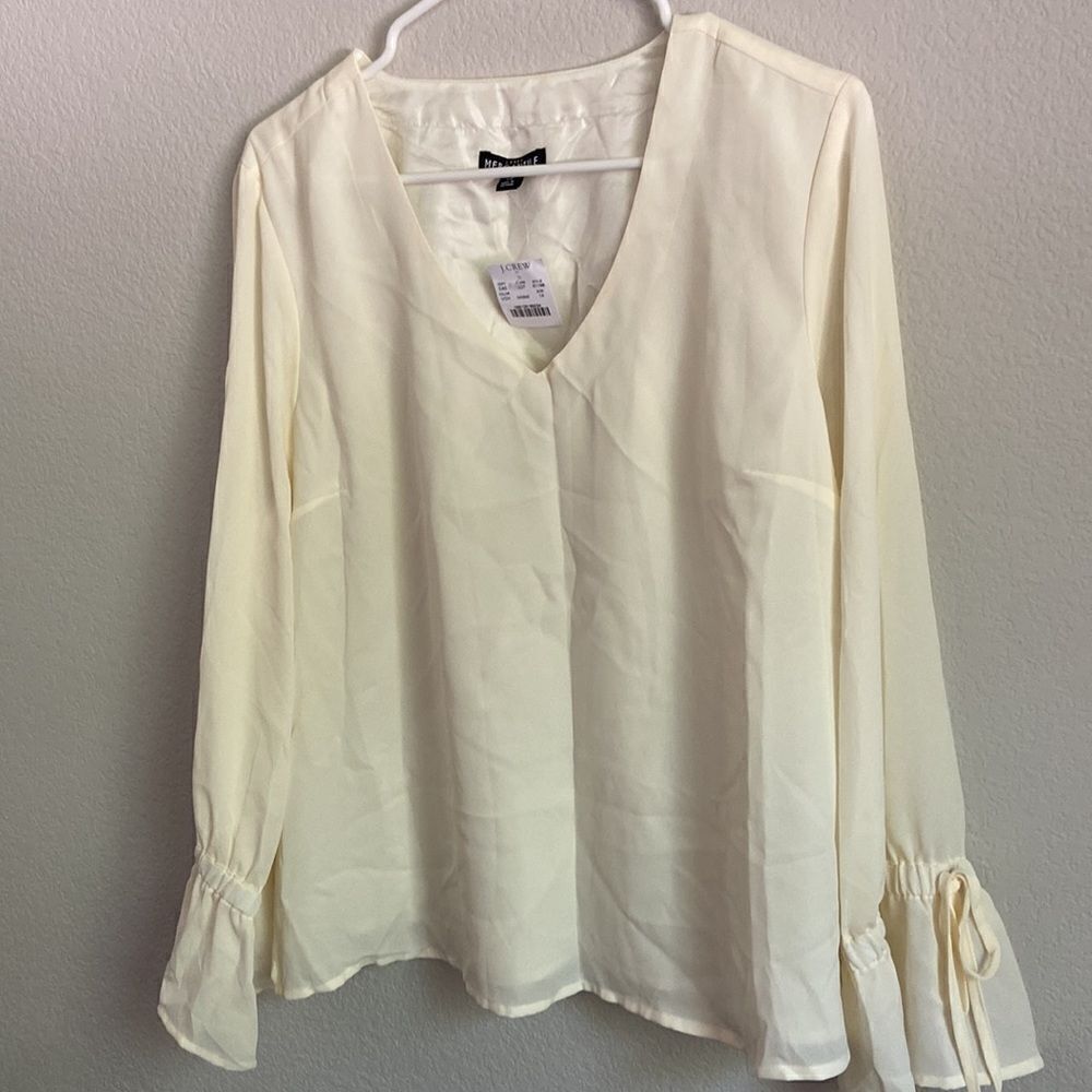 I.Crew Mercantile Long lined blouse ruffle details on sleeves SZ 14 NWT